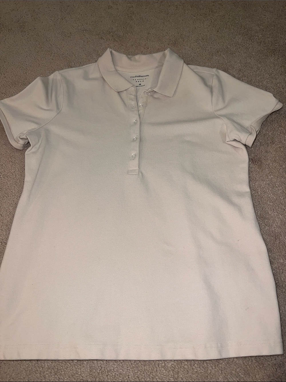 croft & barrow beige Women's Short-Sleeve Polo Button-Down